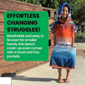 COR Surf Poncho Changing Towel Robe with Hood and Front Pocket for Kids, Doubles Up As Beach Towel and Blanket, Made of Quick Dry Microfiber, Fits Ages 3-8 Years Old (Dark Blue, one Size fits Most)