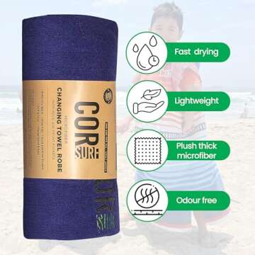 COR Surf Poncho Changing Towel Robe with Hood and Front Pocket for Kids, Doubles Up As Beach Towel and Blanket, Made of Quick Dry Microfiber, Fits Ages 3-8 Years Old (Dark Blue, one Size fits Most)