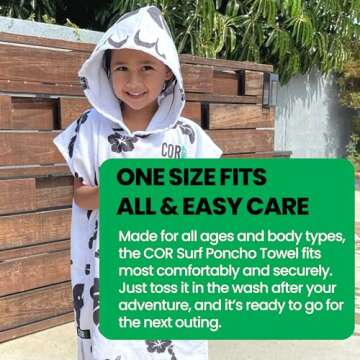 COR Surf Poncho Changing Towel Robe with Hood and Front Pocket for Kids, Doubles Up As Beach Towel and Blanket, Made of Quick Dry Microfiber, Fits Ages 3-8 Years Old (Dark Blue, one Size fits Most)