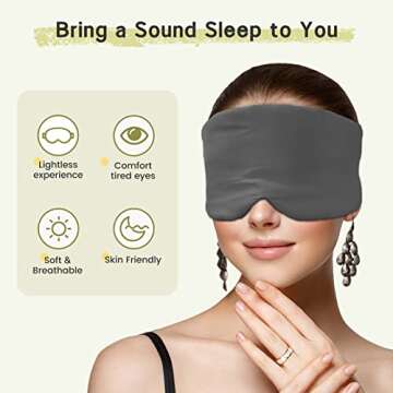 iCooBreeze 2pcs 100% Handmade Bamboo Sleeping Eye Mask for Women for Men,Night Masks,Organic Sleep Mask,Blockout Eye Mask for Sleeping,Large Size Adjustable (Apricot & Dark Grey)