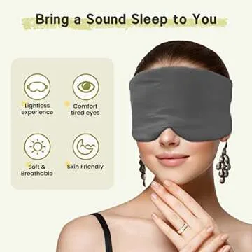 iCooBreeze 2pcs 100% Handmade Bamboo Sleeping Eye Mask for Women for Men,Night Masks,Organic Sleep Mask,Blockout Eye Mask for Sleeping,Large Size Adjustable (Apricot & Dark Grey)