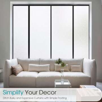 Coavas Window Privacy Film Frosted Glass Static Cling UV Sun Blocking Heat Control Window Tint Day and Night Insulation Home Bathroom Door Decorative Frosting Cover (29.5 x 157.5 Inch, Pure)