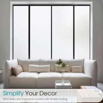 Coavas Window Privacy Film Frosted Glass Static Cling UV Sun Blocking Heat Control Window Tint Day and Night Insulation Home Bathroom Door Decorative Frosting Cover (29.5 x 157.5 Inch, Pure)
