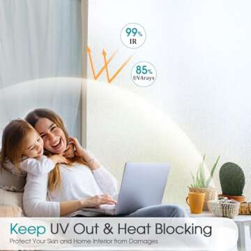 Coavas Window Privacy Film Frosted Glass Static Cling UV Sun Blocking Heat Control Window Tint Day and Night Insulation Home Bathroom Door Decorative Frosting Cover (29.5 x 157.5 Inch, Pure)