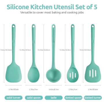 U-Taste 600ºF Heat Resistant Kitchen Utensil Set - 5 Pieces (Aqua Sky)