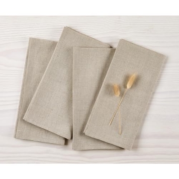 Solino Home Natural Linen Napkins 20 x 20 Inch – 100% Pure Linen Dinner Napkins Set of 4 – Washa...