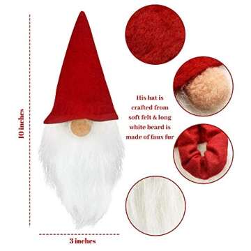 Mistorri Christmas Wine Bottle Decorations - 4 Gnome Wine Bottle Toppers I Cute Wine Topper - Christ...