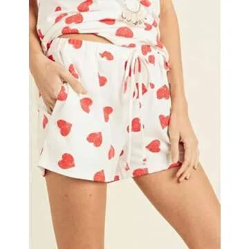 SECETKET Women's Heart Print Pajamas Set for Cozy Nights