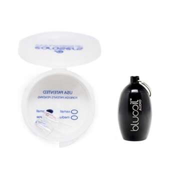 Earasers Safety/Industrial High Fidelity Earplugs, Medium -INCLUDES- Blucoil Limited Edition Carrying Case (Black)