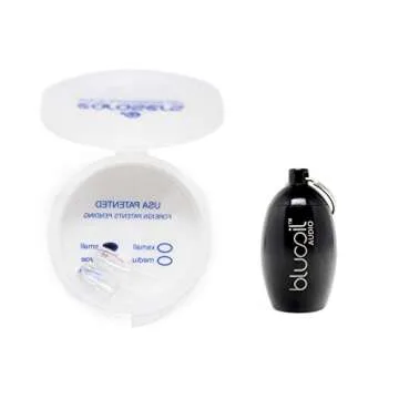 Earasers Safety/Industrial High Fidelity Earplugs, Medium -INCLUDES- Blucoil Limited Edition Carrying Case (Black)