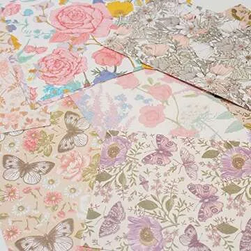 240 Sheets Scrapbook Papers Flower Pattern Scrapbooking Papers Journaling Supplies Decorative Paper Material for Writing, Drawing, Travel Journal Art Craft Diary Embellishment Supplies, Craft Paper