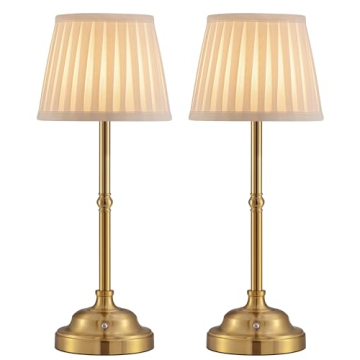 KDG Cordless LED Table Lamp Set of 2, Portable Fabric Shade Desk Lamps, 5000mAh Rechargeable Battery...