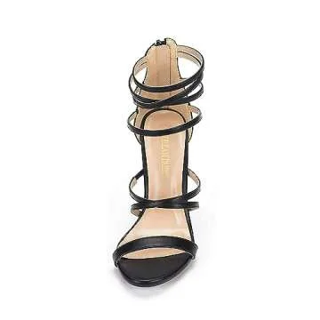 DREAM PAIRS Women's Black High Heel Dress Pump Sandals