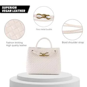 KDranxi Vegan Leather Woven Tote Bag for Women