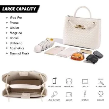 KDranxi Vegan Leather Woven Tote Bag for Women