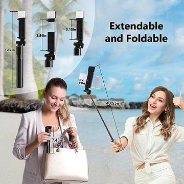 Selfie Stick Tripod 40" Wireless Remote Portable Light