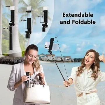 Selfie Stick Tripod 40" Wireless Remote Portable Light