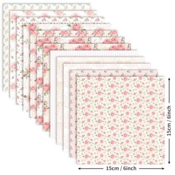 Floral Pattern Paper 12 Sheets Flower Scrapbook Paper Pad 6"x6" Cardmaking Craft Paper for DIY Card Making Scrapbook Photo Album Junk Journal Decor (C)