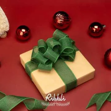 Ribbli Emerald Green Burlap Wired Ribbon, 20 Yards - Versatile Decor