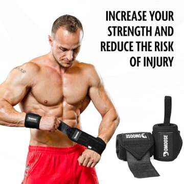 DMoose Wrist Straps for Weightlifting 12 and 18 Inches Thumb Loops with Wrist Support for Workouts P...