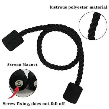 Porlau 6 Pack Magnetic Curtain Tiebacks - Modern Elegance