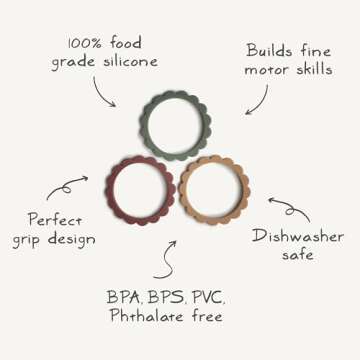 mushie Flower Teether Bracelet | 3-Pack (Dried Thyme/Berry/Natural)