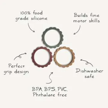 mushie Flower Teether Bracelet | 3-Pack (Dried Thyme/Berry/Natural)