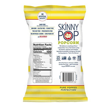 SkinnyPop Healthy Gluten Free Popcorn Snack Bags - 12 Count