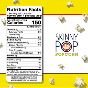 SkinnyPop Healthy Gluten Free Popcorn Snack Bags - 12 Count
