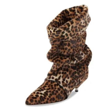 Yishaweiqi Leopard Kitten Heel Mid Calf Boots - Stylish Comfort for Fall