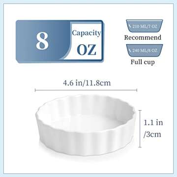 Lovecasa 8 Oz Shallow Ramekins for Baking and Serving
