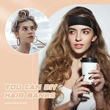 Wide Elastic Ribbon Band Fold Over Elastic Stretch Foldover Elastics Trim Sewing Ribbon for Hair Ties Headbands Hair Bows DIY Craft (Black, 5/8 Inch x 25 Yard)