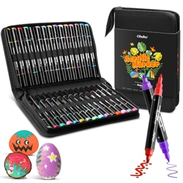 Ohuhu Acrylic Paint Pens 30 Colors: Dual Tips (Round & Fine) Acrylic Markers High Opacity Paint Mark...