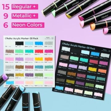 Ohuhu Acrylic Paint Pens - 30 Colors for Creative Projects