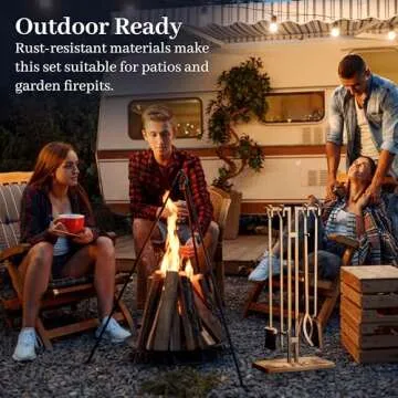 2WAYZ FLAMELY Fireplace Tools Set, 5 pcs Classic No-knob Handles, Fireplace Irons Set with Fire Poker, Shovel, Tongs and Brush, Easy-to-Assemble Fire Pit Tongs and Fireplace Accessories, Powder Coated