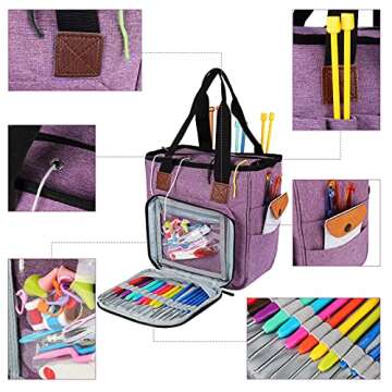Coopay Yarn Bag Knitting Tote Bag, Portable Yarn Tote Organizer Sewing Basket for Crochet Hook Set, ...