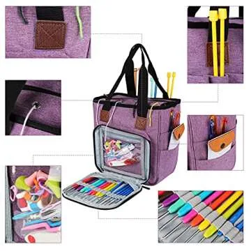 Coopay Yarn Bag Knitting Tote Bag, Portable Yarn Tote Organizer Sewing Basket for Crochet Hook Set, ...