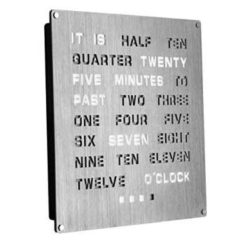 Light Up Aluminum Word Clock - Large 12" x 12" - Displays Time as Text - Powered by AC Adapter - Brightness Adjustable