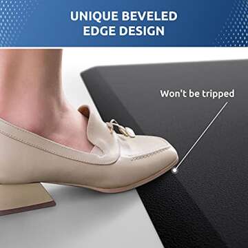 KitchenClouds Cushioned Anti Fatigue Kitchen Rug, 17.3"x39", Waterproof Non Slip, Standing Desk Mat, Comfort Floor Mat for Kitchen, House Sink, Office (Black)