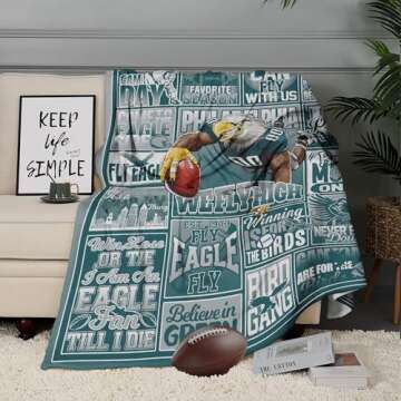 Blanket Football Fan Gifts for Men Women Football Style Throw Blanket Flannel Super Cozy Soft Living Room 60" x 50".