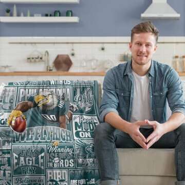 Blanket Football Fan Gifts for Men Women Football Style Throw Blanket Flannel Super Cozy Soft Living Room 60" x 50".