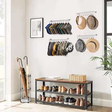 Viklluyr Hat Rack Baseball Cap Wall Organizer - Closet Hats Holder with 20 Hooks - Metal Caps Storage Wall Mounted Hat Hanger Set of 2 for Closet Door Bedroom Entryway Laundry(Grey)