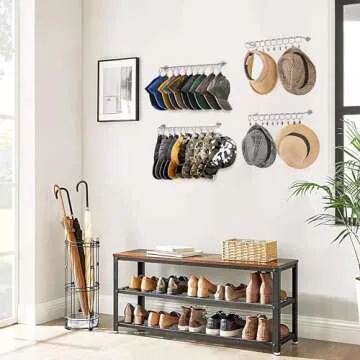 Viklluyr Hat Rack Baseball Cap Wall Organizer - Closet Hats Holder with 20 Hooks - Metal Caps Storage Wall Mounted Hat Hanger Set of 2 for Closet Door Bedroom Entryway Laundry(Grey)