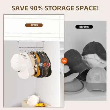 Viklluyr Hat Rack Baseball Cap Wall Organizer - Closet Hats Holder with 20 Hooks - Metal Caps Storage Wall Mounted Hat Hanger Set of 2 for Closet Door Bedroom Entryway Laundry(Grey)