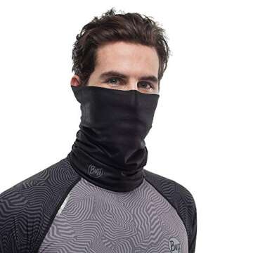 BUFF CoolNet UV Neck Gaiter, UPF 50 Sun Protection, Breathable, Cooling Bandana, Versatile, Quick Dry Face Mask, Black, Adult Size