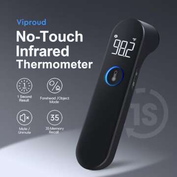 No-Touch Forehead Thermometer for Adults and Kids, Fast Accurate Baby Thermometer with Fever Alarm &...