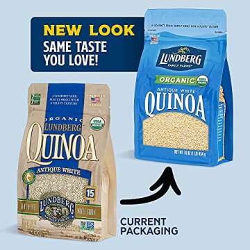 Lundberg Family Farms - Organic Quinoa Antique White, 9 Essential Amino Acids, Excellent Source of Protein & Fiber, Non-GMO, Gluten-Free, USDA Certified Organic, Vegan, Kosher (16 oz, 3-Pack)