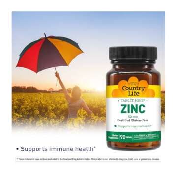 Country Life Target-Mins Zinc 50 mg 90 Tablets - Zinc Supplements for Immune Health - Zinc 50mg - Zinc Support