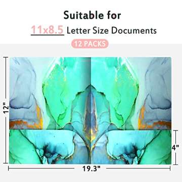 2 Pocket Folders, File Folders Letter Size, Decorative File Folders, 6 Marble Designs 12 Pack