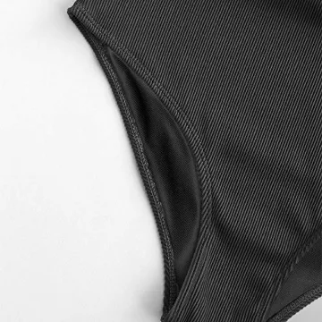 ZAFUL Women's Knot Textured Ribbed Scoop Neck Bikini Set High Waisted Two Piece Swimsuits Tankini R-Black